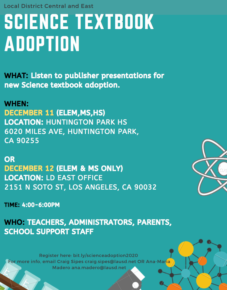 Science Textbook Adoption Flyer Science Textbook Adoption Flyer